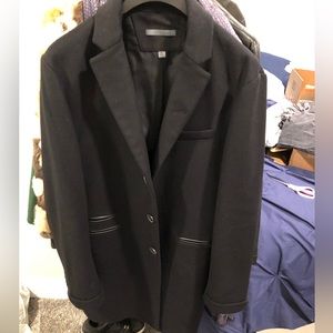 John varvatos black virgin wool top coat